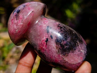 Polished Rhodonite Gemstone Mushrooms x 6 From Ambindavato, Madagascar