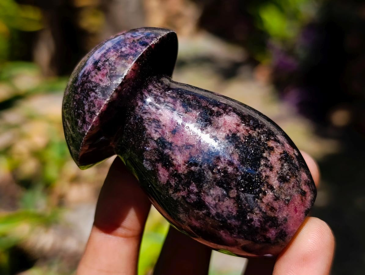 Polished Rhodonite Gemstone Mushrooms x 6 From Ambindavato, Madagascar