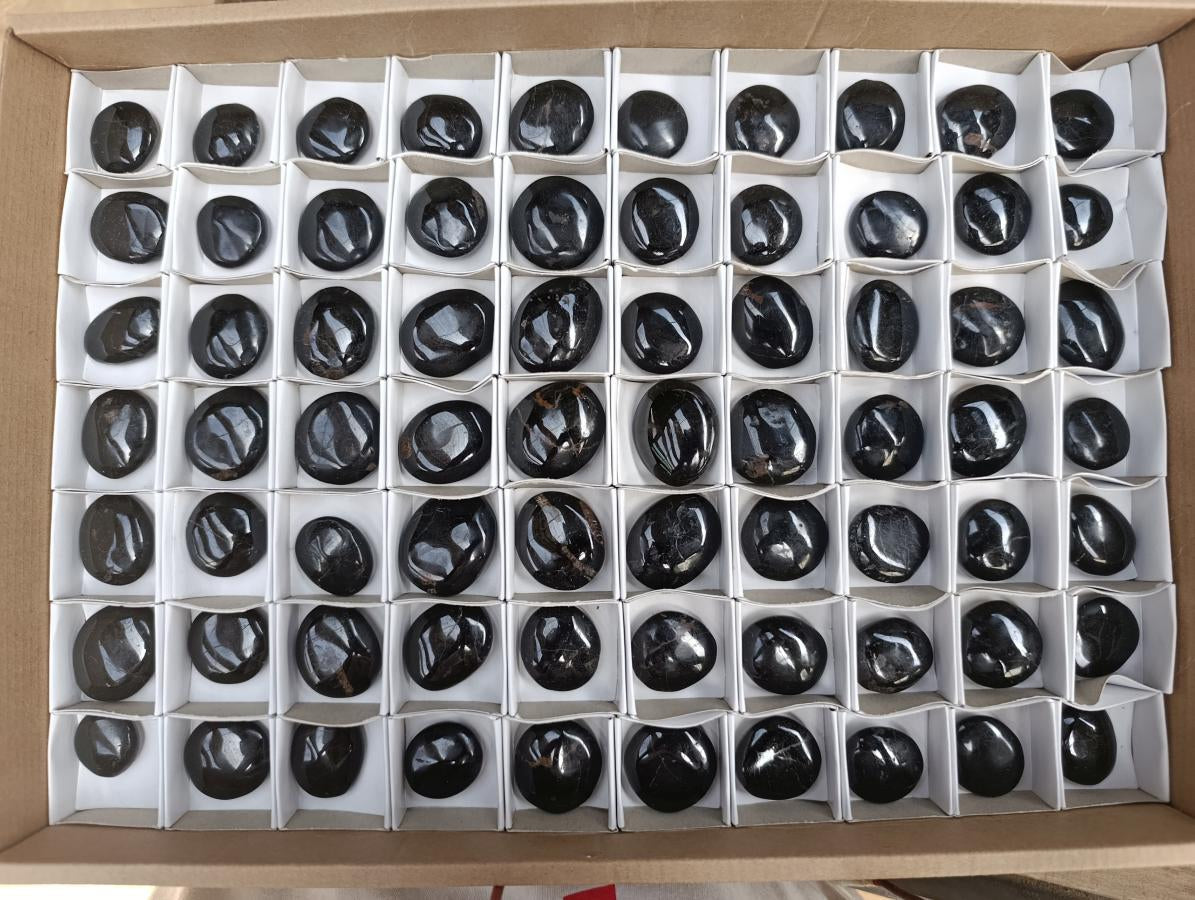 Polished Black Tourmaline Mini Galets x 70 From Madagascar