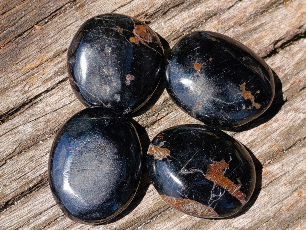 Polished Black Tourmaline Mini Galets x 70 From Madagascar