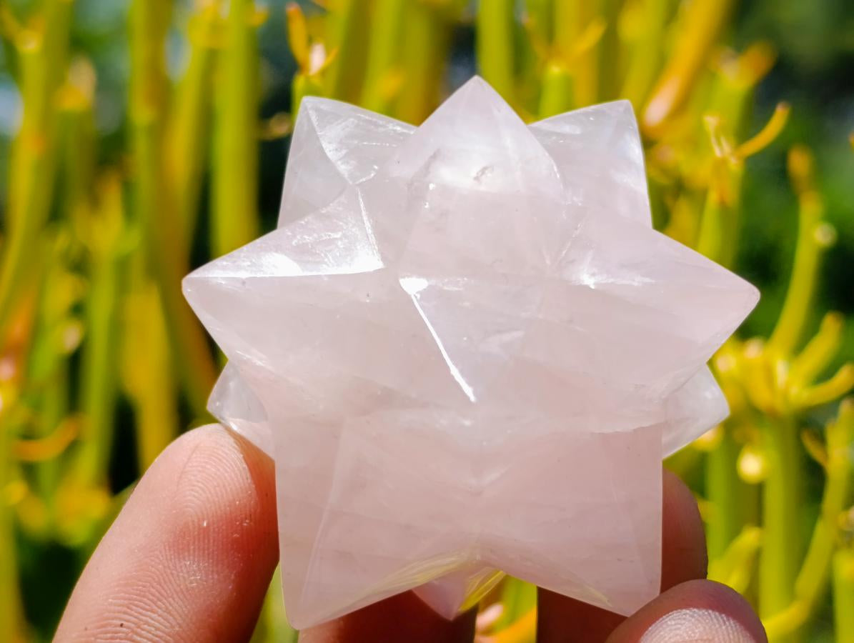 Hand Made Gemmy Rose Quartz Merkabahs x 4 From Madagascar