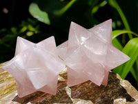Hand Made Gemmy Rose Quartz Merkabahs x 4 From Madagascar
