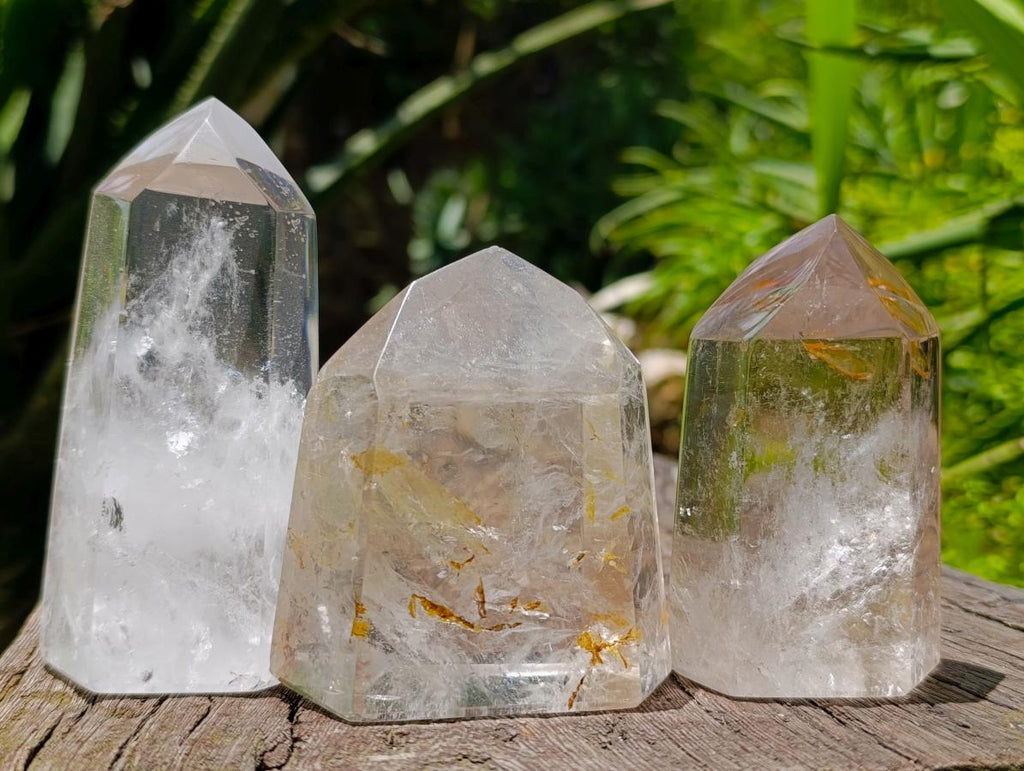 Polished Clear Quartz Crystals x 3 From Madagascar