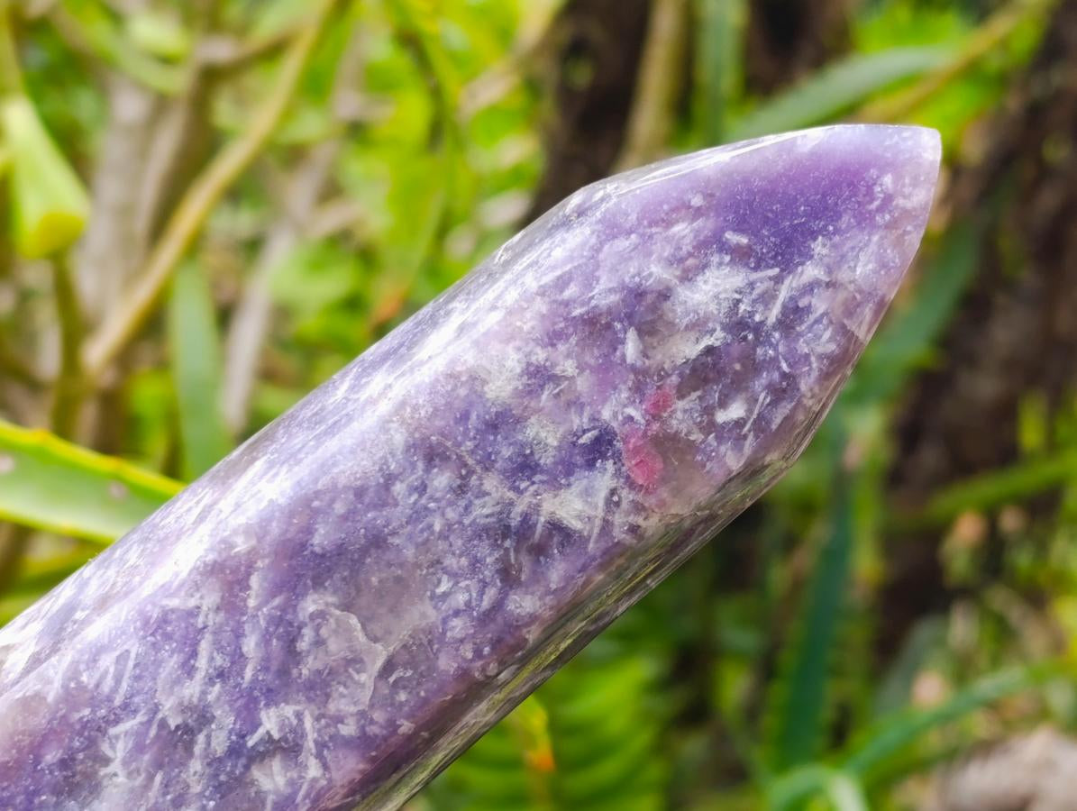 Polished Lepidolite with Pink Rubellite Tourmaline Crystal Towers x 2 From Ambatondrazaka, Madagascar