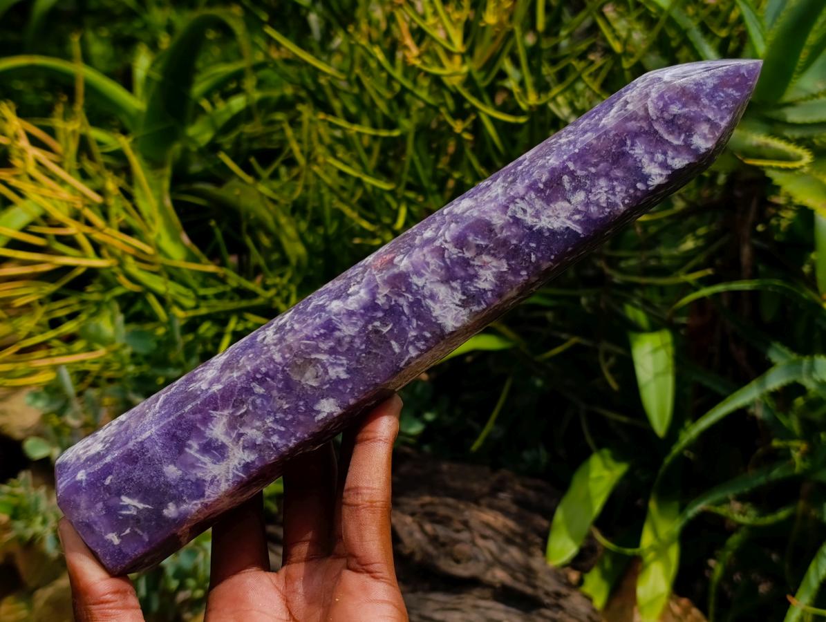 Polished Lepidolite with Pink Rubellite Tourmaline Crystal Towers x 2 From Ambatondrazaka, Madagascar