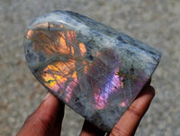 Polished Rare Purple Sunset Flash Labradorite Standing Free Forms x 3 From Madagascar