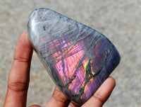 Polished Rare Purple Sunset Flash Labradorite Standing Free Forms x 3 From Madagascar