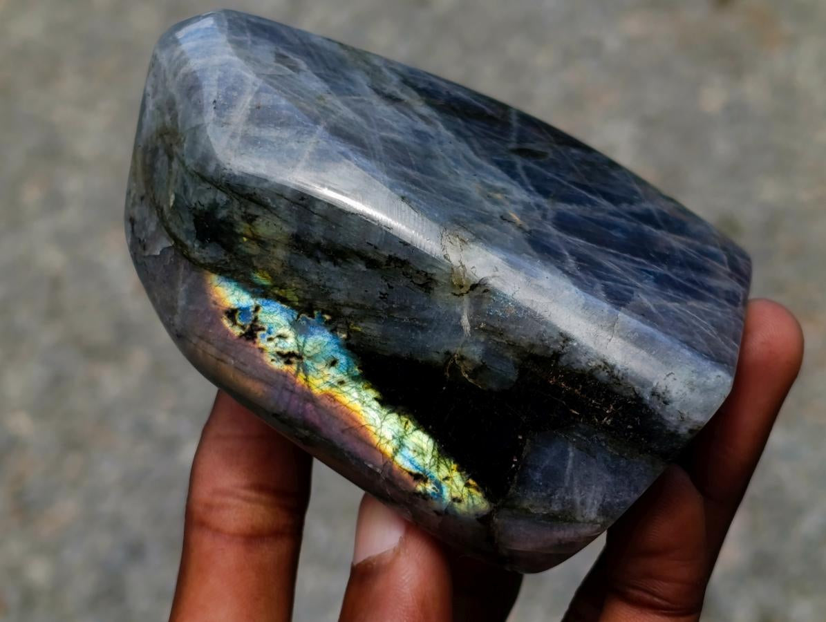 Polished Rare Purple Sunset Flash Labradorite Standing Free Forms x 3 From Madagascar - Toprock Gemstones and Minerals 