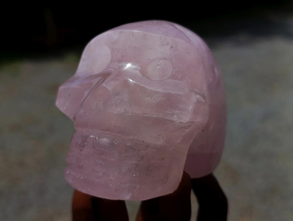 Hand Made Gemmy Rose Quartz Skulls x 4 From Madagascar