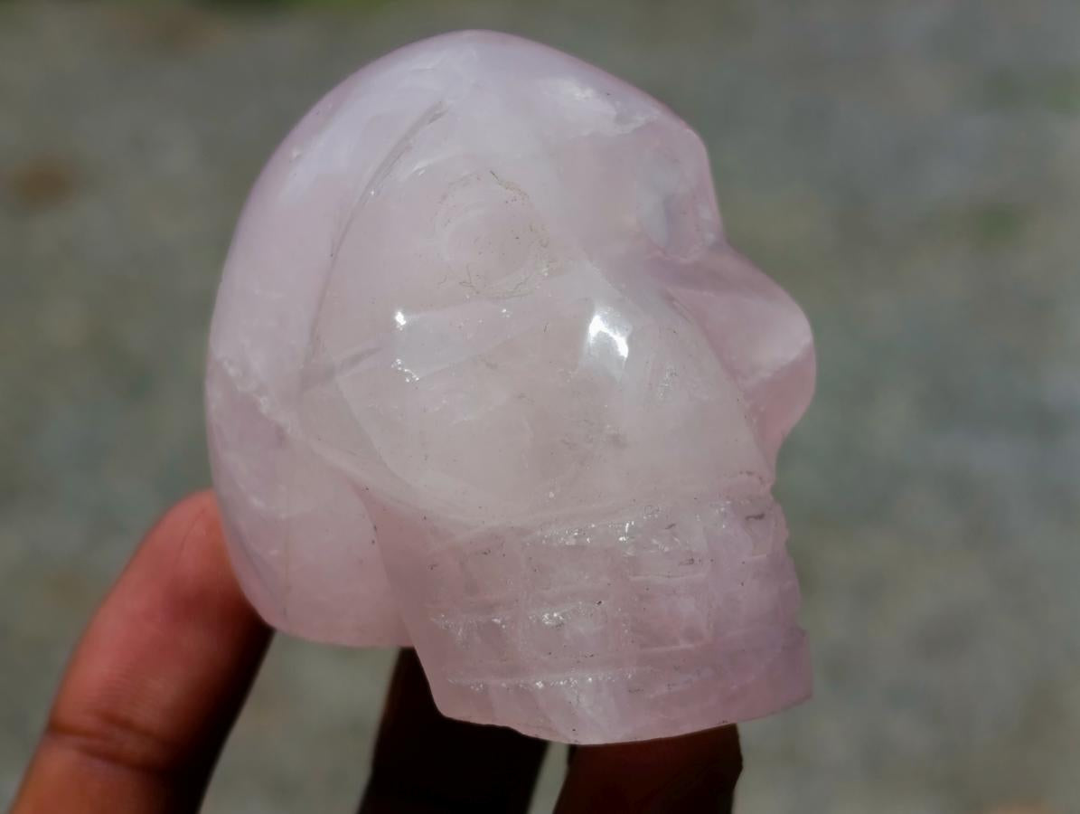 Hand Made Gemmy Rose Quartz Skulls x 4 From Madagascar