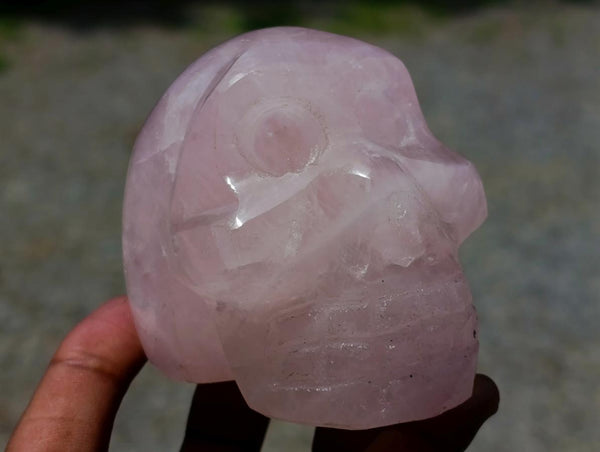 Hand Made Gemmy Rose Quartz Skulls x 4 From Madagascar