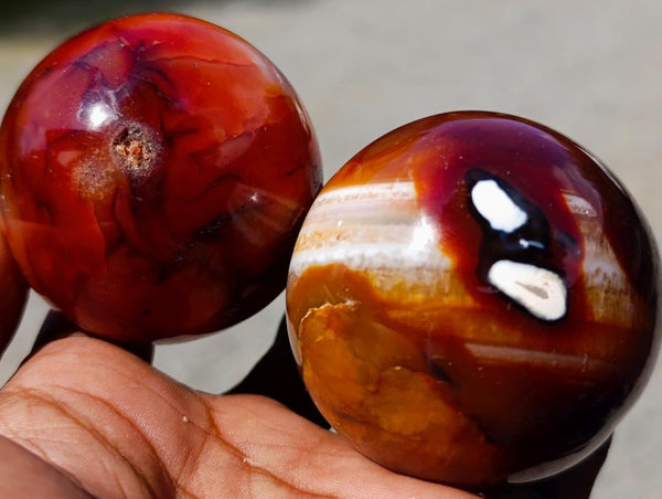 Polished Carnelian Agate Gemstone Spheres x 6 From Madagascar