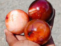 Polished Carnelian Agate Gemstone Spheres x 6 From Madagascar