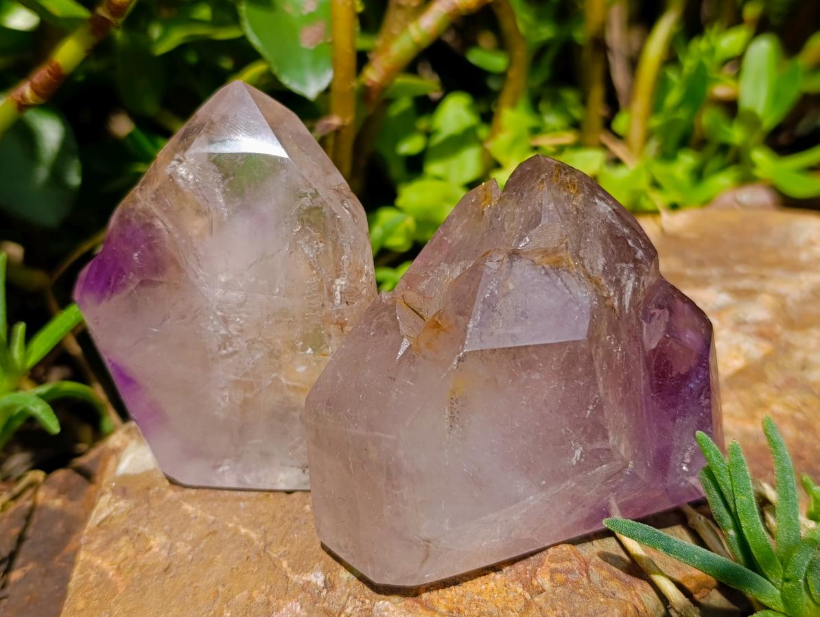 Polished Window Amethyst Crystals x 6 From Akansobe, Madagascar