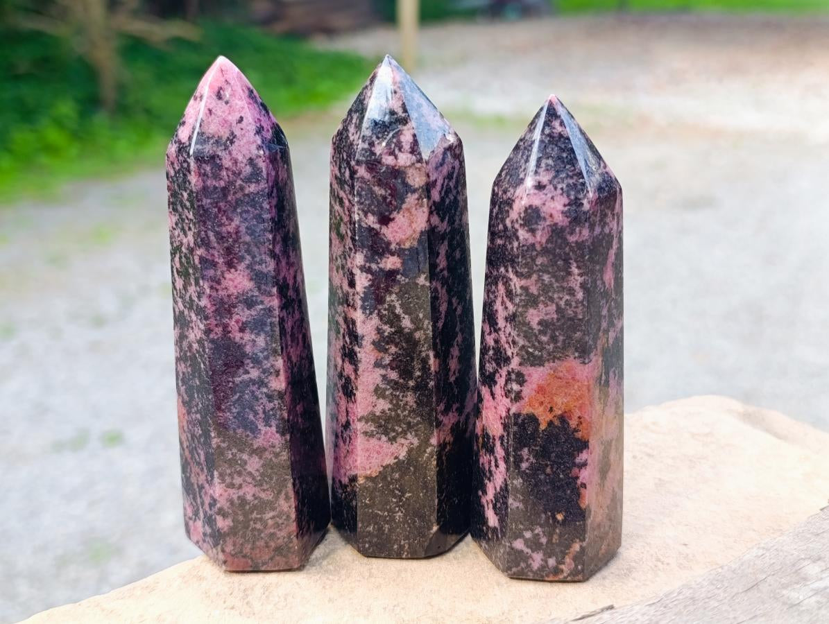 Polished Rhodonite Gemstone Crystals x 6 From Ambindavato, Madagascar