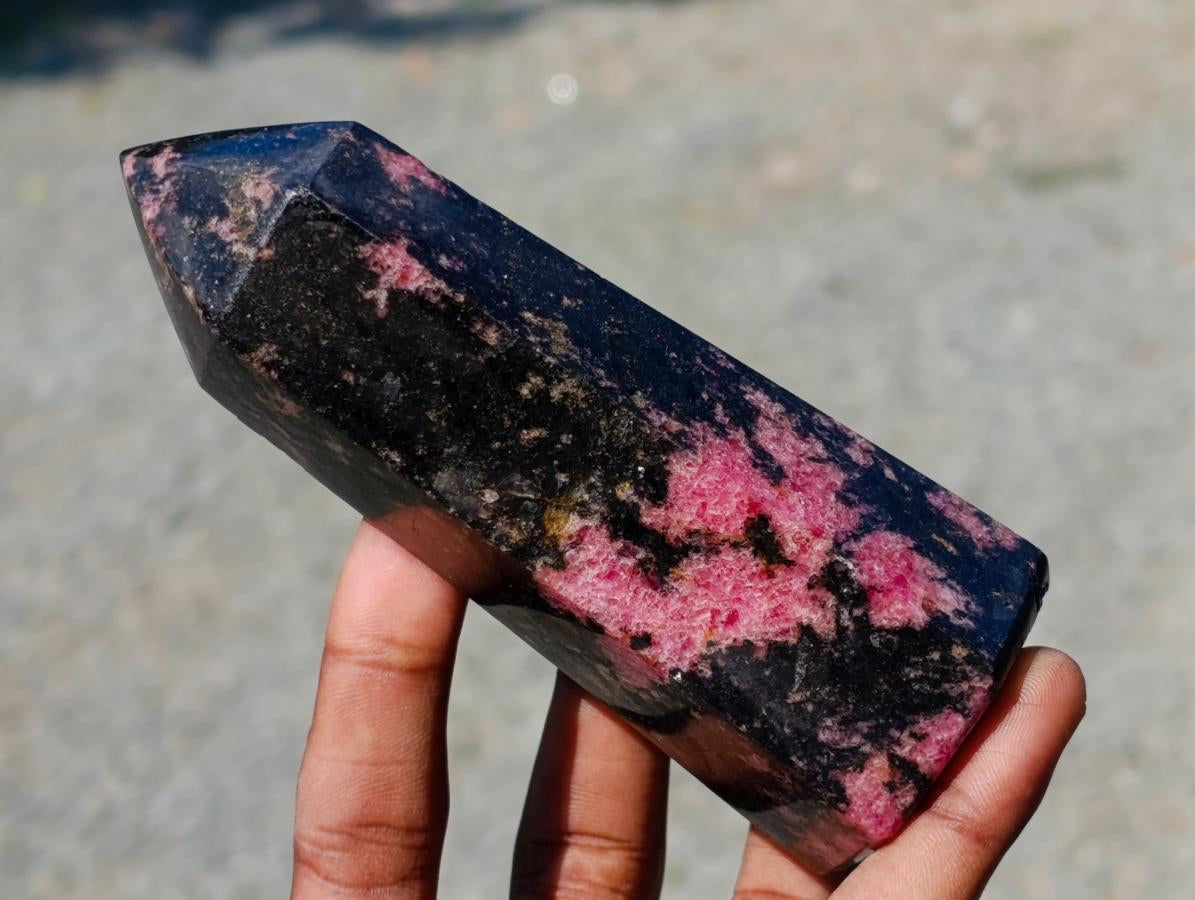 Polished Rhodonite Gemstone Crystals x 6 From Ambindavato, Madagascar