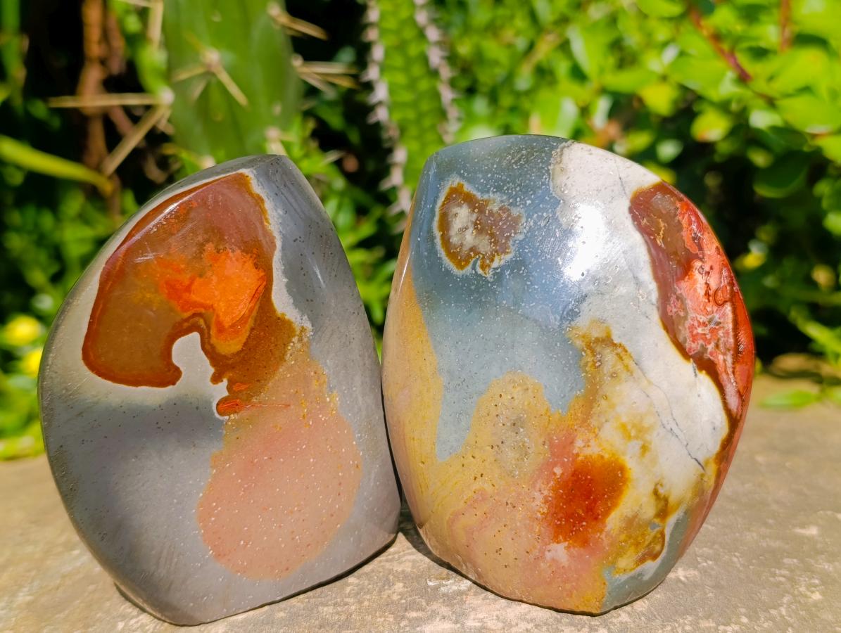 Polished Groovy Polychrome Jasper Standing Free Forms x 6 From NW Coast, Madagascar