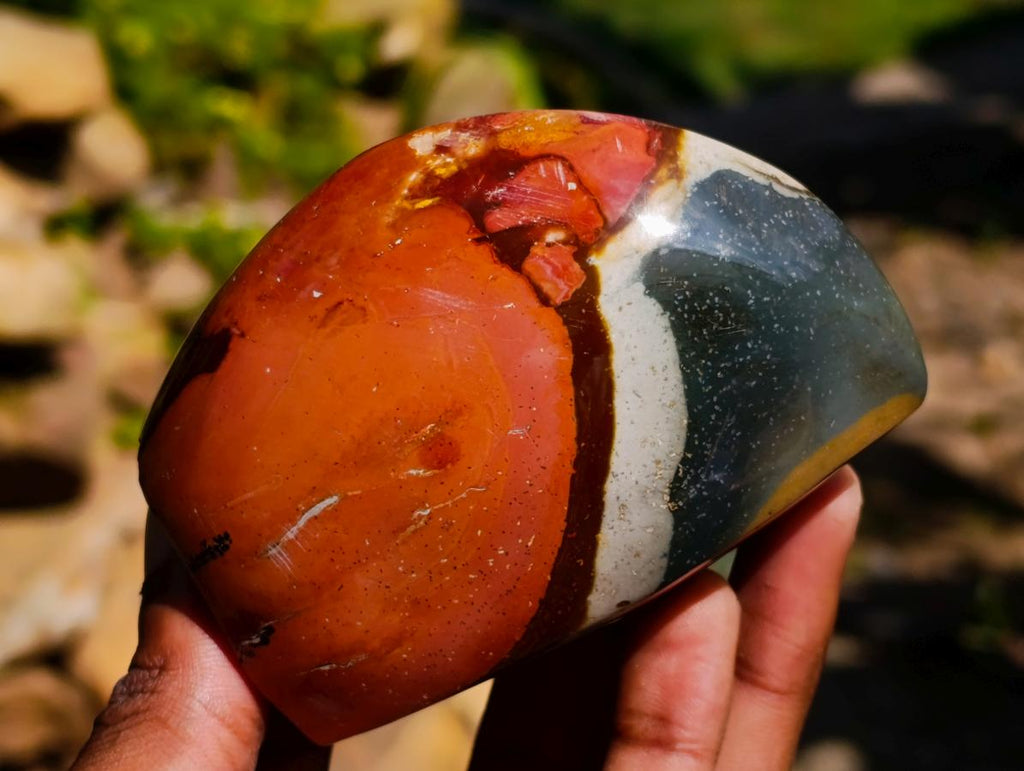 Polished Groovy Polychrome Jasper Standing Free Forms x 6 From NW Coast, Madagascar