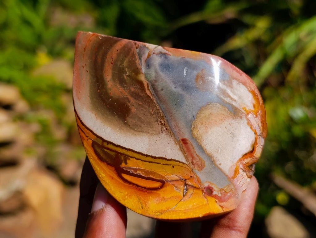 Polished Groovy Polychrome Jasper Standing Free Forms x 6 From NW Coast, Madagascar