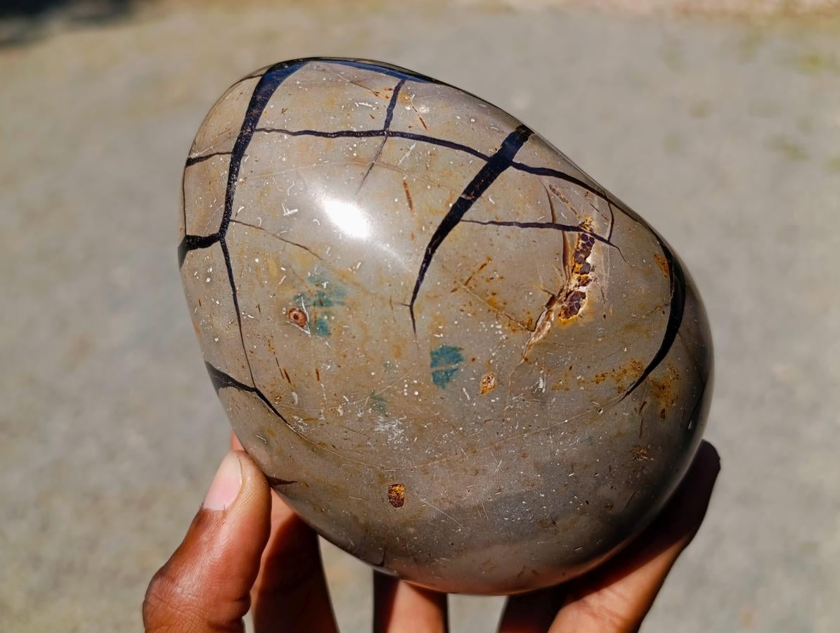 Polished Septerye Sauvage "Dragons Egg" Geodes x 3 From Mahajanga, Madagascar