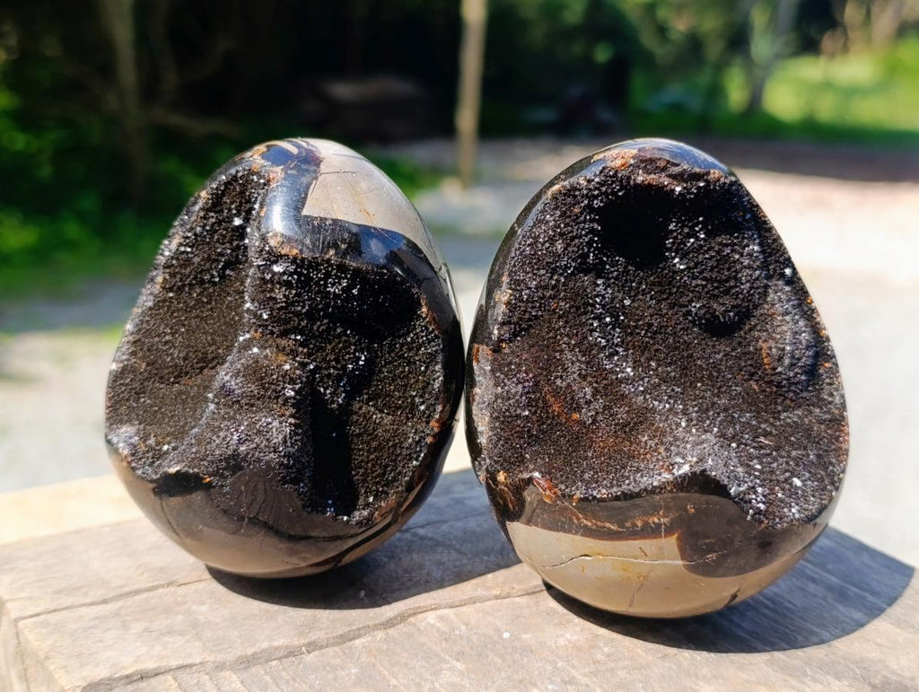 Polished Septerye Sauvage "Dragons Egg" Geodes x 3 From Mahajanga, Madagascar