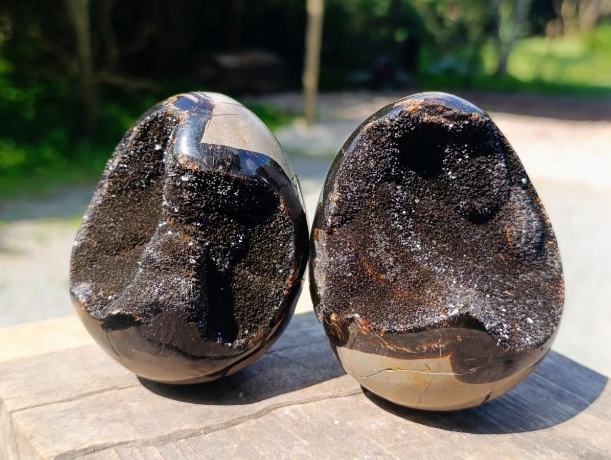 Polished Septerye Sauvage "Dragons Egg" Geodes x 3 From Mahajanga, Madagascar