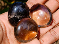 Polished Smokey Window Quartz Galets x 20 From Madagascar