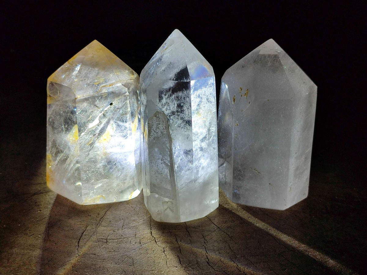 Polished Clear Quartz Crystals x 3 From Madagascar