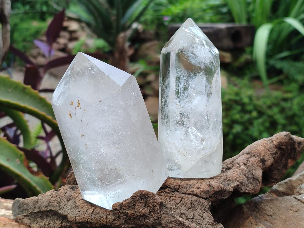 Polished Clear Quartz Crystals x 3 From Madagascar