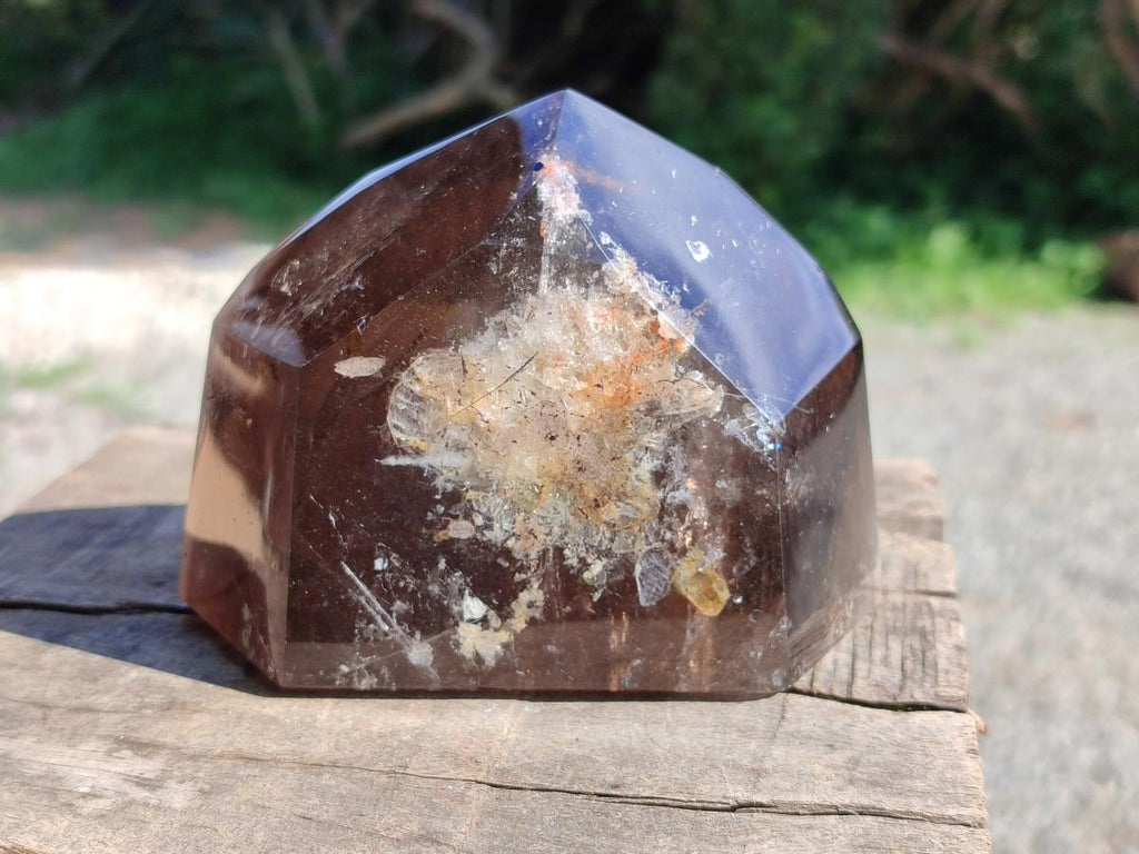 Polished Dark Morion Tourmalinated Smokey Quartz Crystal x 1 From Madagascar