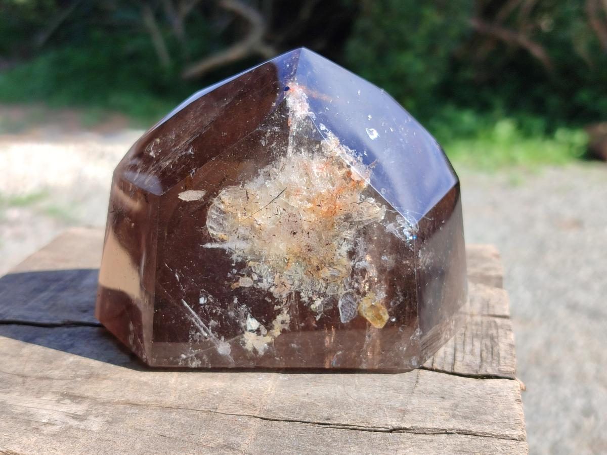 Polished Dark Morion Tourmalinated Smokey Quartz Crystal x 1 From Madagascar