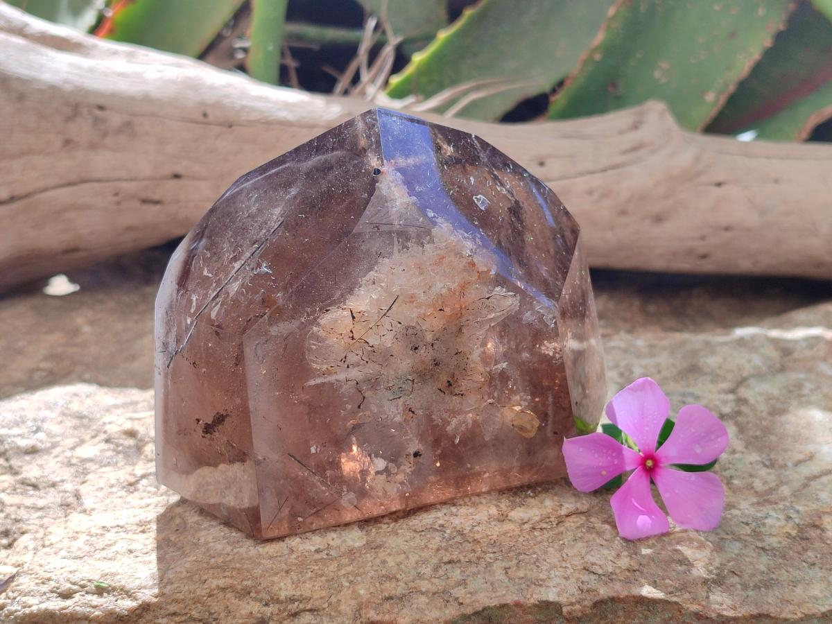 Polished Dark Morion Tourmalinated Smokey Quartz Crystal x 1 From Madagascar