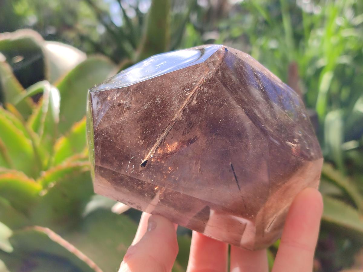 Polished Dark Morion Tourmalinated Smokey Quartz Crystal x 1 From Madagascar