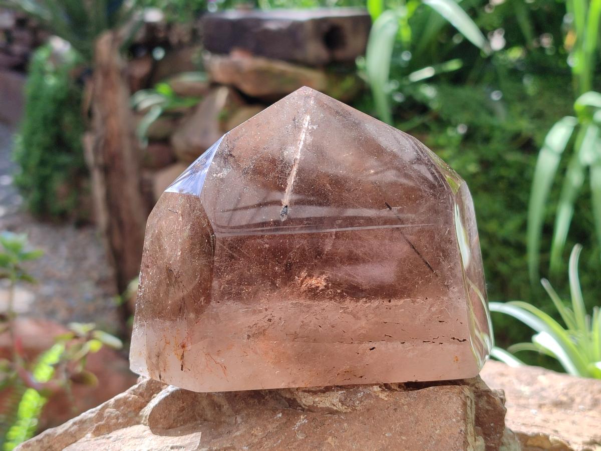 Polished Dark Morion Tourmalinated Smokey Quartz Crystal x 1 From Madagascar