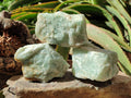Natural Cobbed Aquamarine Specimens x 3 From Northern Cape, South Africa