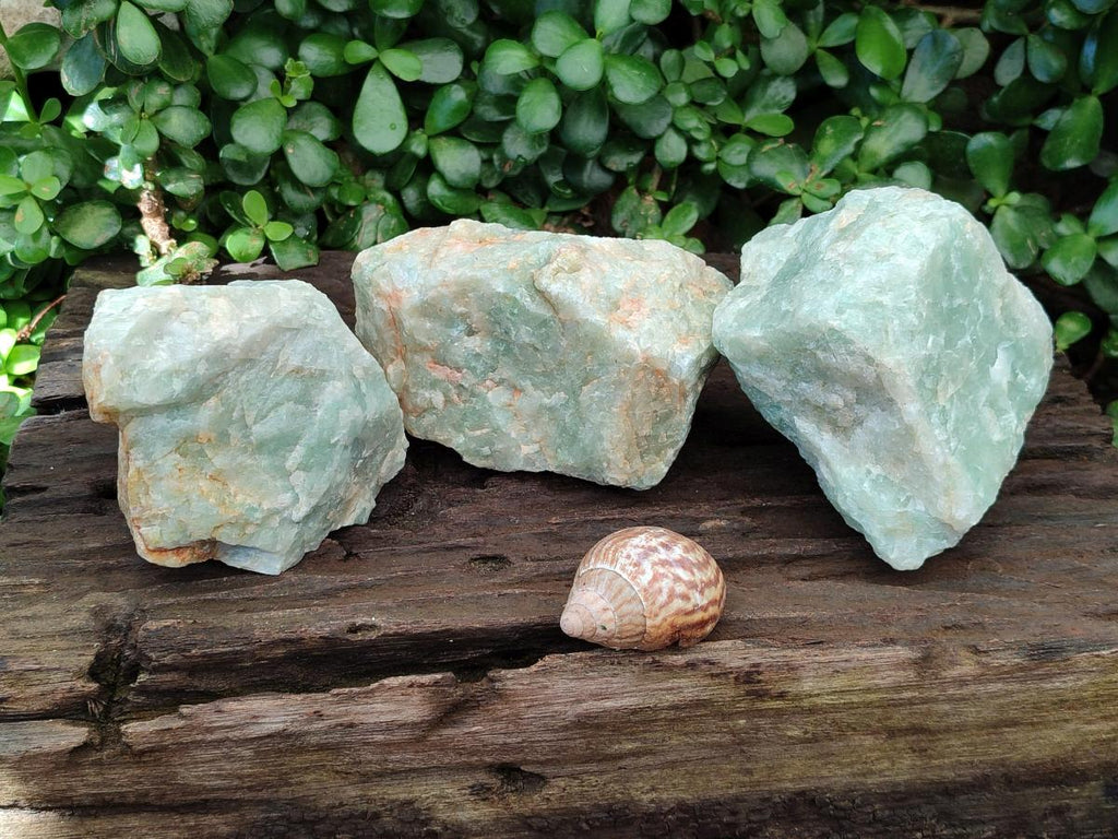 Natural Cobbed Aquamarine Specimens x 3 From Northern Cape, South Africa