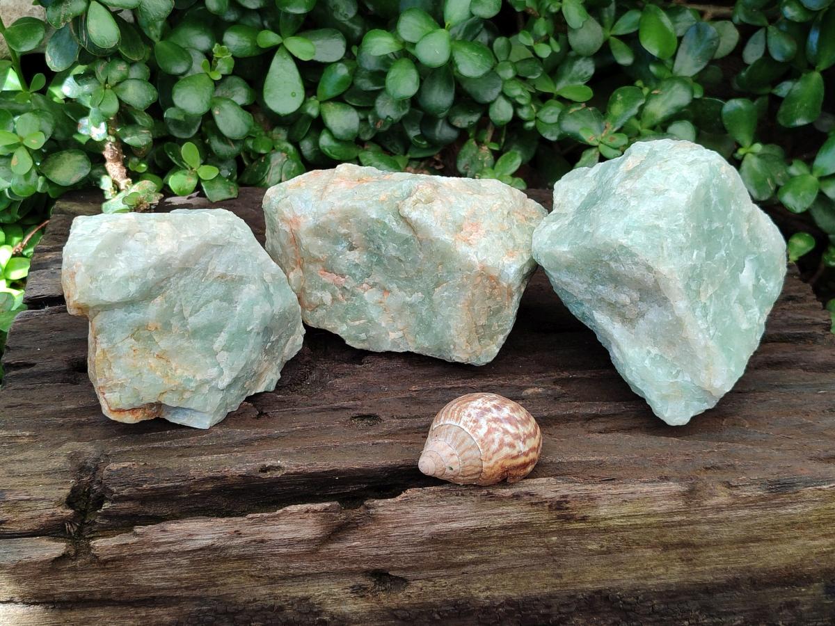 Natural Cobbed Aquamarine Specimens x 3 From Northern Cape, South Africa