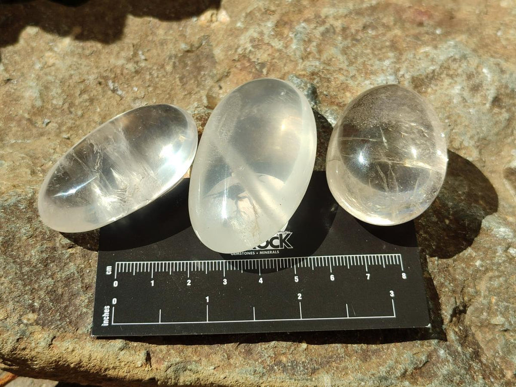 Polished Girasol Pearl Quartz Palm Stones x 20 From Ambatondrazaka, Madagascar