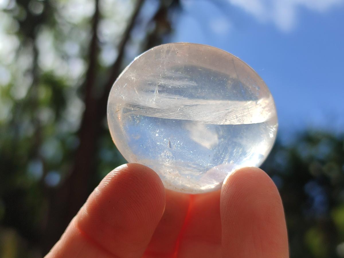 Polished Girasol Pearl Quartz Palm Stones x 20 From Ambatondrazaka, Madagascar