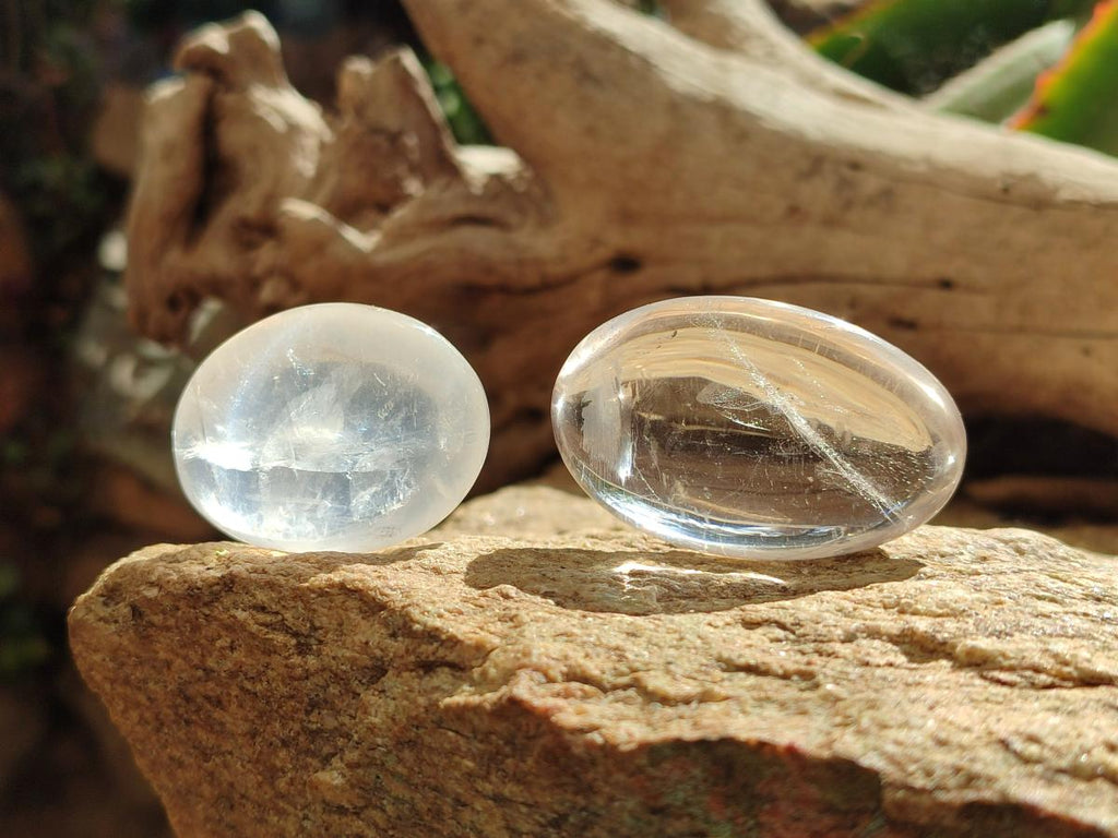 Polished Girasol Pearl Quartz Palm Stones x 20 From Ambatondrazaka, Madagascar