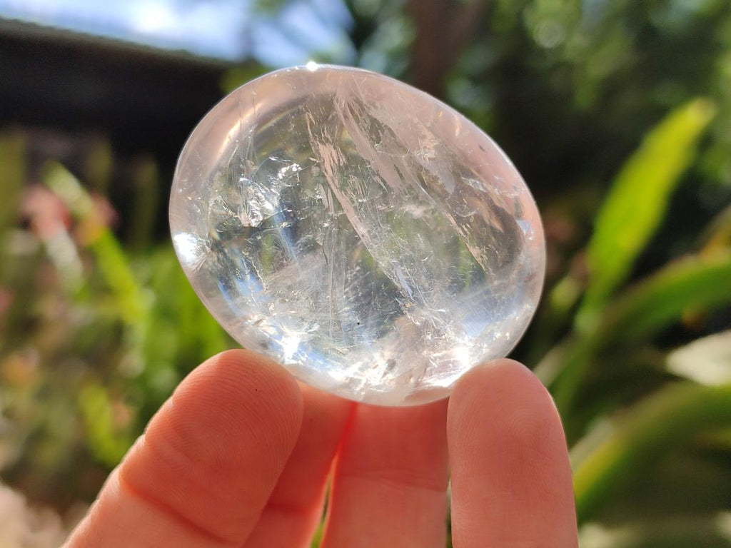 Polished Girasol Pearl Quartz Palm Stones x 20 From Ambatondrazaka, Madagascar