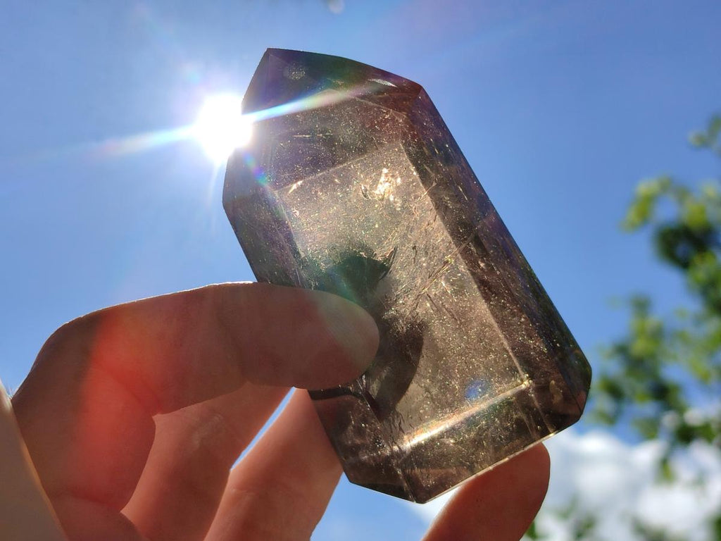 Polished Smokey Window Quartz Crystals x 4 From Madagascar