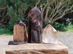Polished Smokey Window Quartz Crystals x 4 From Madagascar