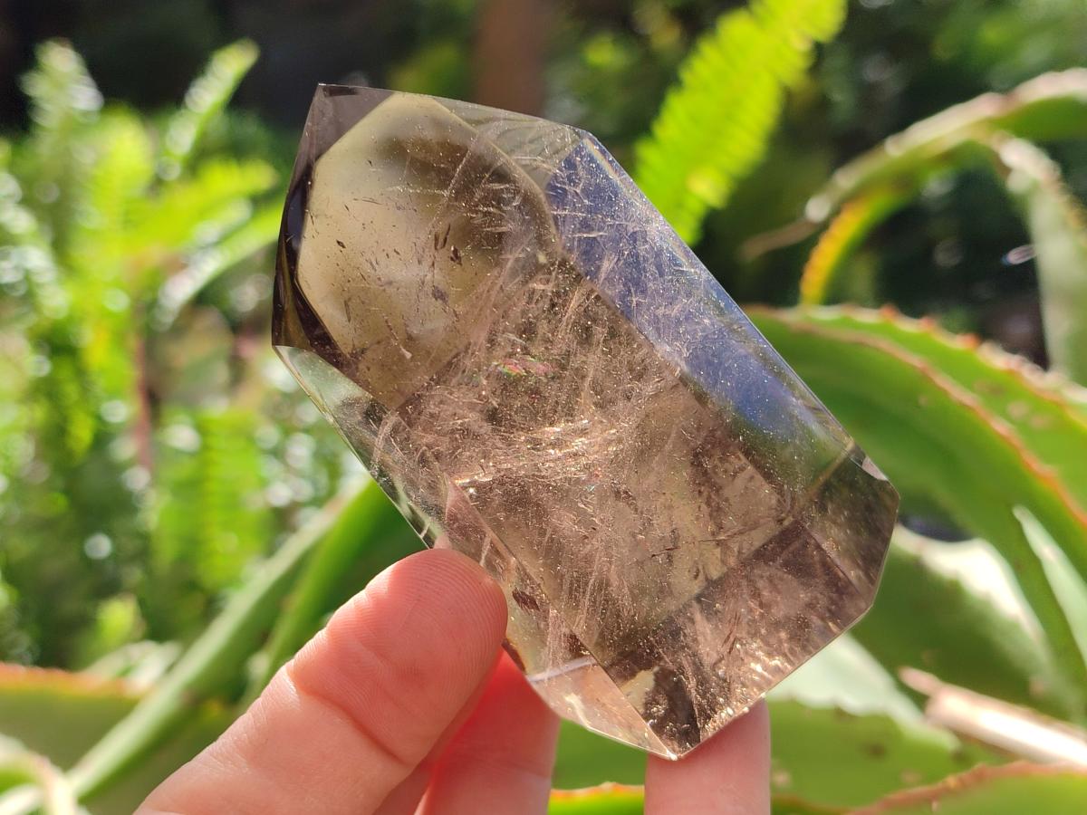 Polished Smokey Window Quartz Crystals x 4 From Madagascar