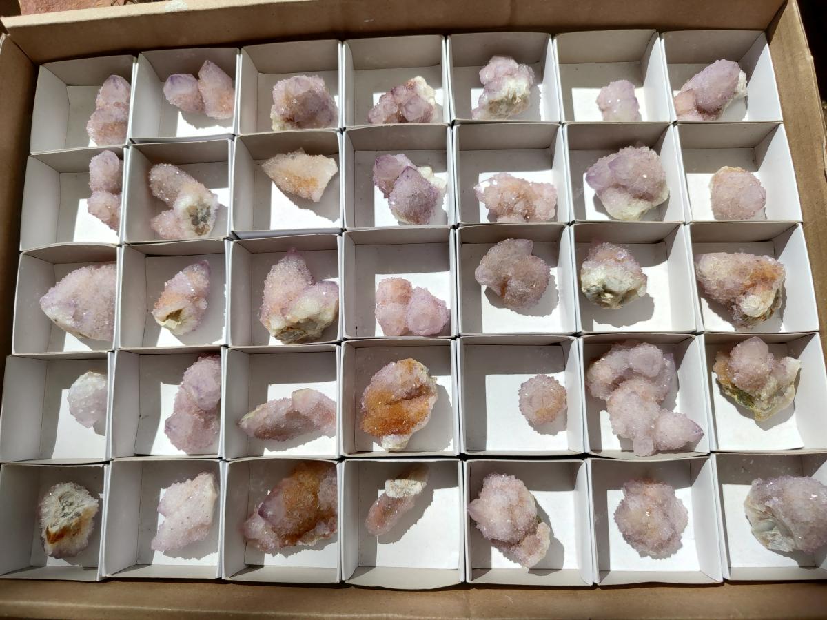 Natural Sunburst Lilac Amethyst Spirit Crystals and Clusters x 35 From Boekenhouthoek, South Africa