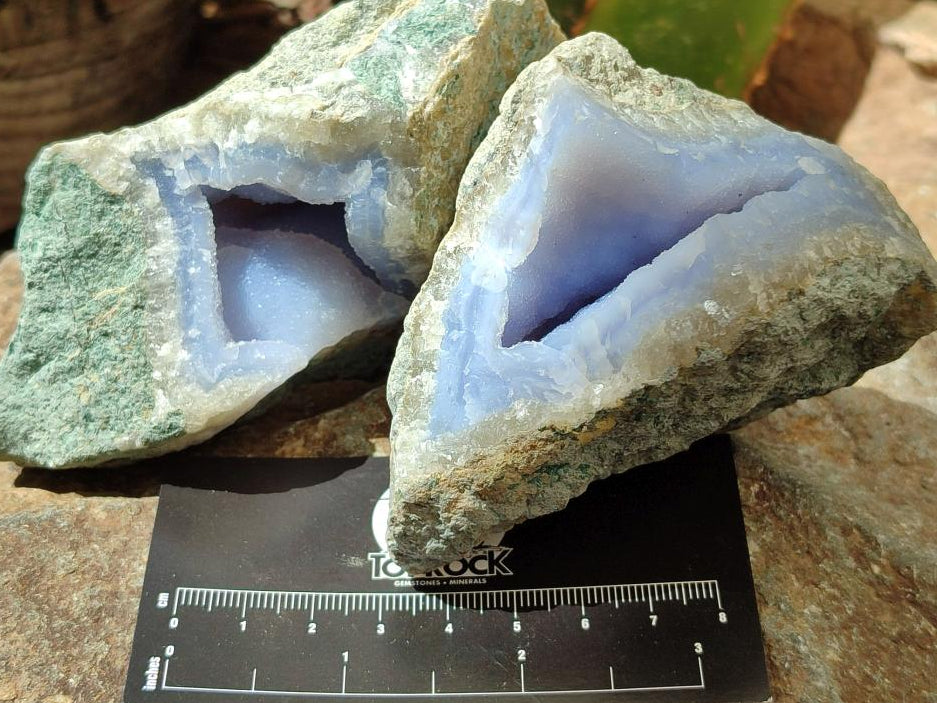 Natural Blue Lace Agate Geode Specimens x 6 From Nsanje, Malawi