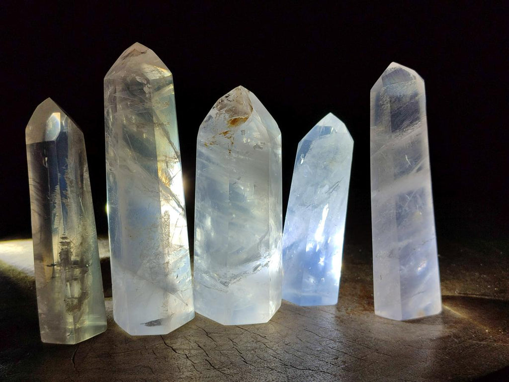 Polished Girasol and Rose Pearl Quartz Crystals x 12 From Ambatondrazaka, Madagascar