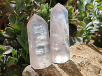 Polished Girasol and Rose Pearl Quartz Crystals x 12 From Ambatondrazaka, Madagascar