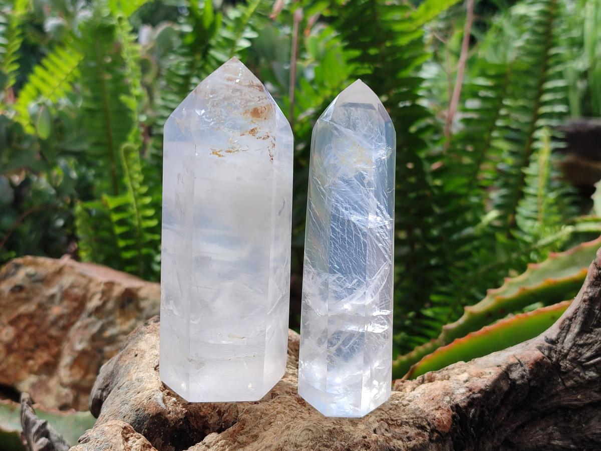 Polished Girasol and Rose Pearl Quartz Crystals x 12 From Ambatondrazaka, Madagascar
