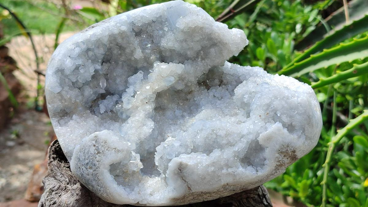Polished Blue Celestite Geode Specimen x 1 From Sakoany, Madagascar